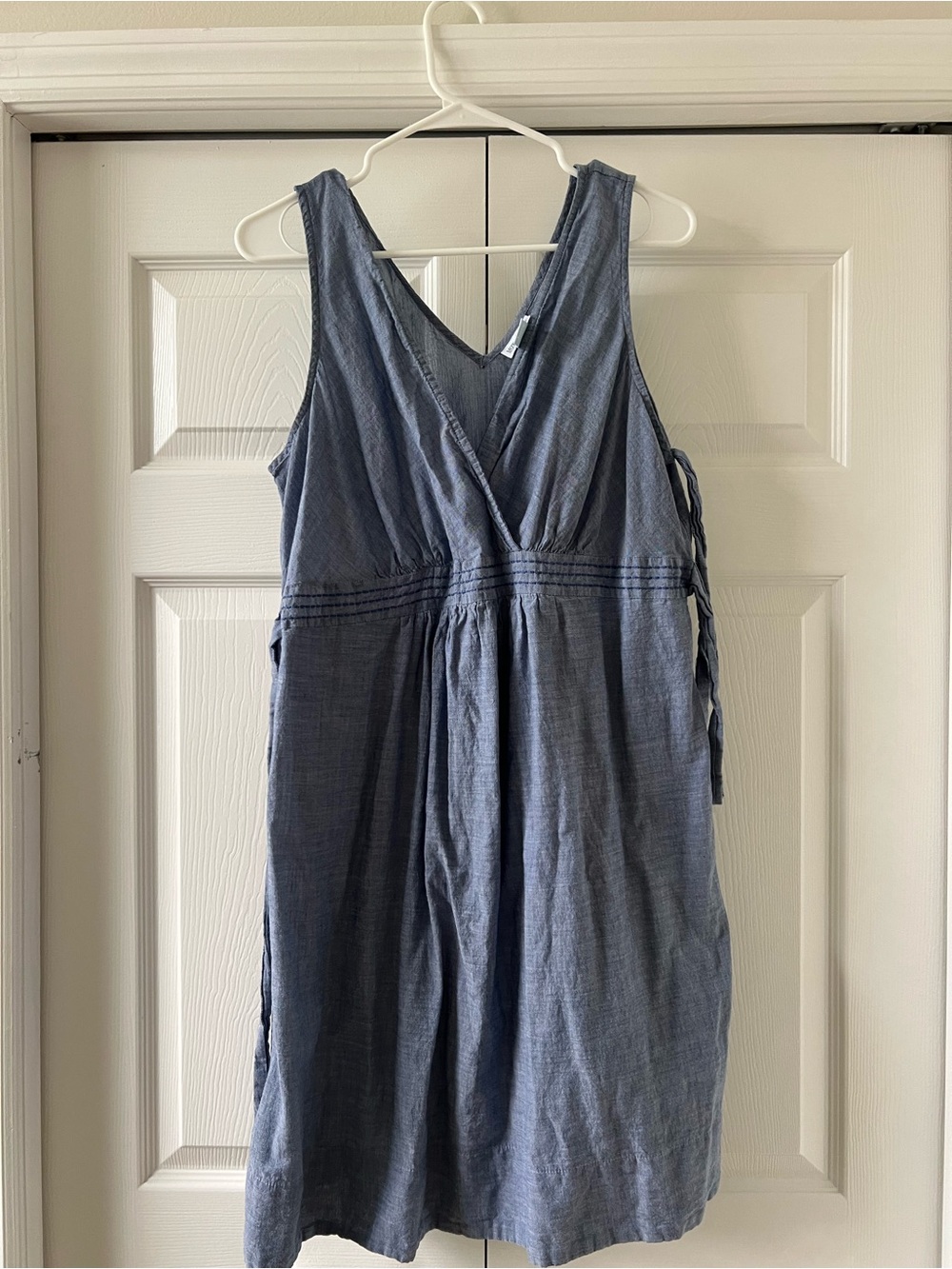 Motherhood Blue Sleeveless Wrap-Front Midi Dress